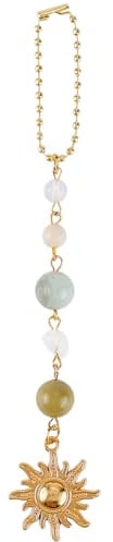 CREATCABIN Breloques Suspendues Forme Soleil Décoration Voiture Bohème Pendentif Rétroviseur Perles Pierres Précieuses Accessoires D'Ornement Suspendus pour Intérieur Voiture Sac Main 14.5x2.5cm