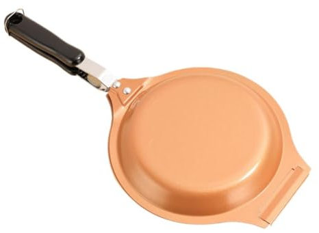 Vocdikficy Poêle à Frire Antiadhésive 19 cm en Acier Inoxydable, Poêle à Omelette Double, Poêle à Induction pour, Le Camping, Le Jardin, Le Pique-Nique