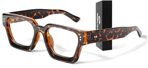Sunier Große Fake brille ohne Stärke Damen Herren UV400 Schutz | Modische Preppy Quadrat Rahmen Fensterglas,Ultraleicht, Strapazierfähig, Unisex-Accessoires,Verschiedenen Farben erhältlich