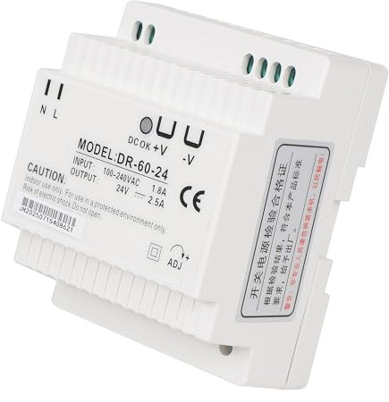 Stonenect Fuente de alimentación de riel DIN transformador conmutado, fuente de alimentación modular montable para automatización industrial, cajas de distribución instrumentación (24 V 2,5 A DR-60-24
