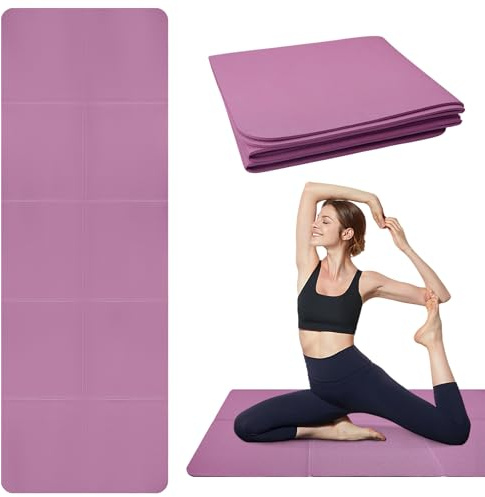 Faltbare Tragbare Yogamatte TPE Rutschfeste Fitnessmatte Trainingsmatte 183x61x0,5cm Reiseyogamatte Gymnastikmatte Pilatesmatte für Pilates,Gymnastik,Training und Reisen,für Damen und Herren