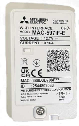Mitsubishi Module Wi-Fi Électrique MAC-597IF-E pour Climatiseurs MSZ-HR, Télécommande avec Application Melcloud Home, Compatible avec Amazon Alexa et Google Home, Blanc