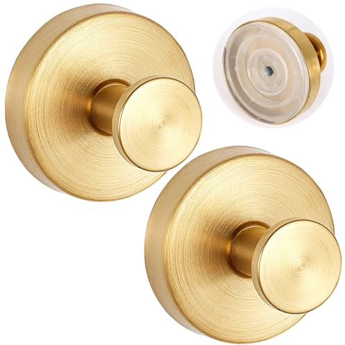 FeiatPogra 2 Pcs Gold Stainless Steel Suction Cup Hooks Drill Free Vacuum Hook for Bathroom Upgrades Wreath Door Hangers Kitchen and Front Door Use