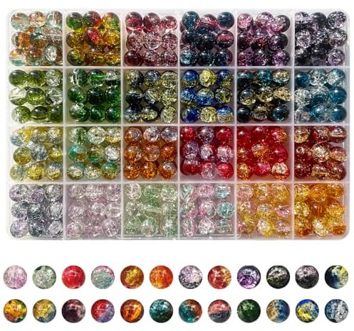 432 Stück 10mm Natürliche Edelstein Perlen für Armbänder Erwachsene Glasperlen zum Auffädeln Armbänder-Set Selber Machen Runde Perlenset Bunte Set Schmuck Bastelperlen Edelsteinperlen Schmuckperlen