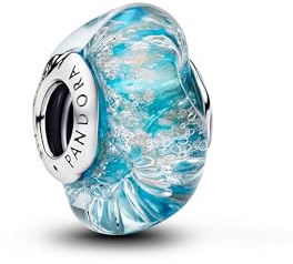 PANDORA Sterling Silber Charm mit Türkis Muranoglas mit Glitter
