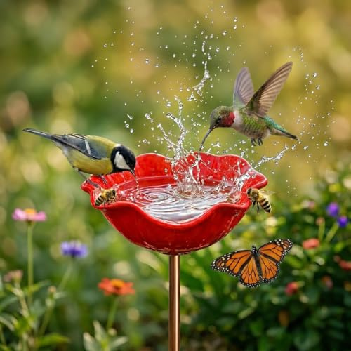 Vogeltränke Blume aus Metall,Handgefertigte Vogel-&Bienentränke aus Metall | Blumenform,Winterfest,für Bienen,Schmetterlinge (1 Stück)