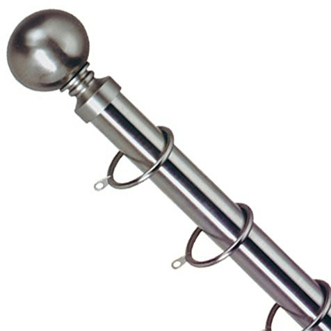 Emma Barclay Lifestyle 25 - 28mm Telescopic Extendable Metal Ball Curtain Pole Set, Brushed Silver, 180 - 340 Cm