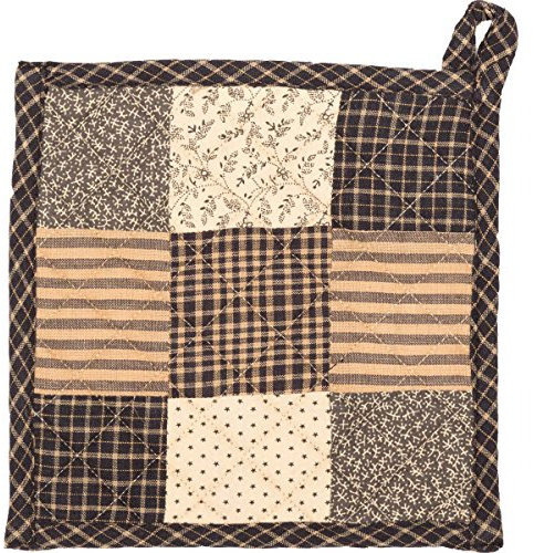 VHC Marken Wasserkocher Grove Topflappen Patchwork Blöcke, schwarz, 20,3 x 20,3 cm