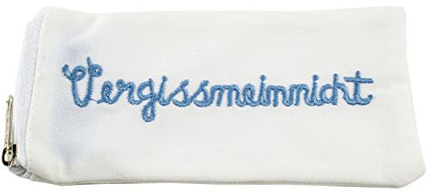 Ringelsuse - Pillenbeutel Pillenetui Antibaby Pillendose Pillentasche Pillenhülle Aufbewahrung Vergissmeinnicht bestickt 6 x 11 cm weiß-blau