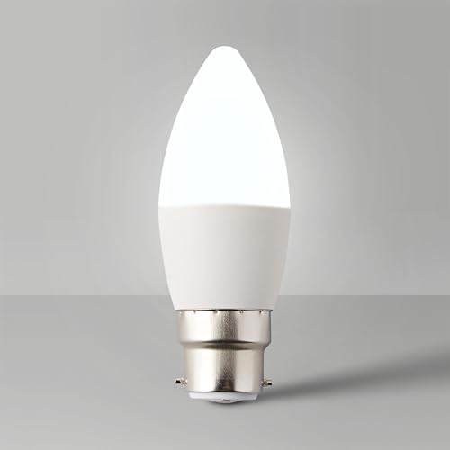 MiniSun | Thermal Plastic 4W High Power LED BC B22 Frosted Opal Candle Bulb | LED Bulbs, Home Décor & Improvement Essential | 3000K Warm White