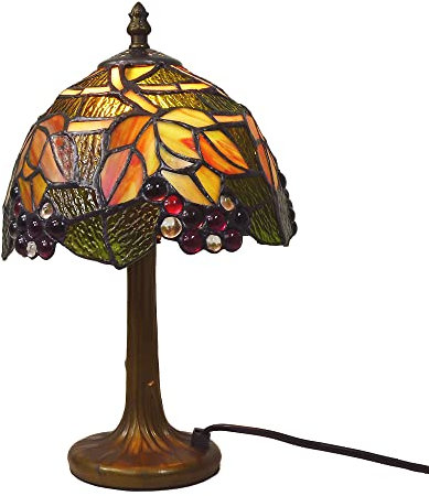 Dapo Hochwertige Echtglas-Tiffany-Stil-Tischleuchte Corina, H: 36cm, Nostalgische-Stimmungs-Nachttisch-Dekorations-Lampe