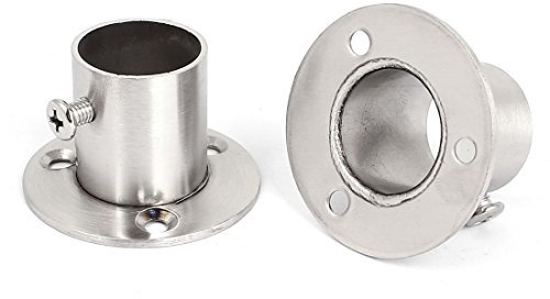 sourcing map 2 Stück Kleiderschrank Edelstahl Schienen Halm Haltewinkel Buchse für 22mm Rohr de de