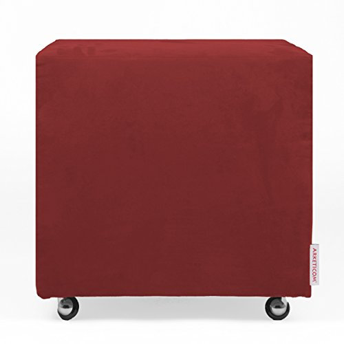 Arketicom quadratischer Puff Hocker Uills mit Mikrofaserbezug und Rollen, in verschiedenen Farben und Größen 45 bordeaux