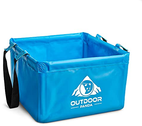 Outdoor Panda Faltschüssel 15L | Faltbare Spülschüssel Camping | Faltbarer Eimer aus Planen Gewebe | Waschschüssel Plastik | Schüssel Groß | Eckig | Blau