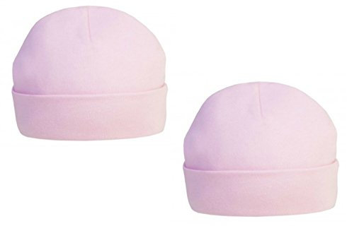 Soft Touch Cappello in cotone super morbido, Confezione doppia di cappelli rosa tinta unita - NB, 0-3 M, 0-3 mese