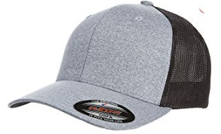 Flexfit Unisex Melange Malla Tapa, Unisex, Melange Mesh, Heather/Black, Medium