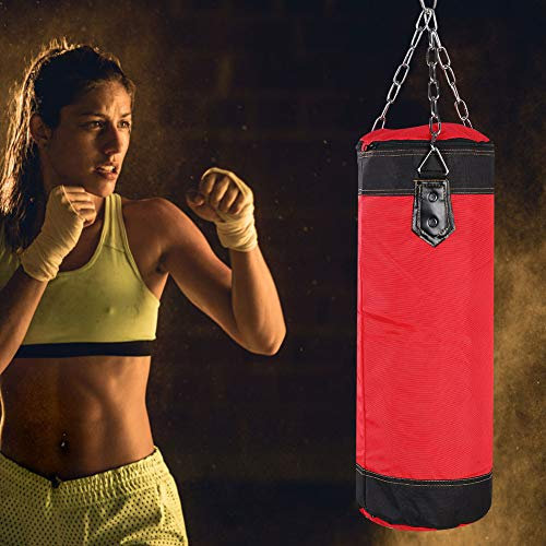 Boxsack Heavy Duty Boxsack mit Ketten für Boxtraining Fitness Sandsack(60cm-Rot) Kampfkunst