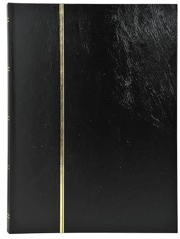 Exacompta - Ref. 26161E – 1 klassisches Briefmarkenalbum – 64 schwarze Seiten – Außenmaße: 22,5 x 30,5 cm – Einband aus Kunstleder – 9 Acetat-Streifen – Farbe: Schwarz