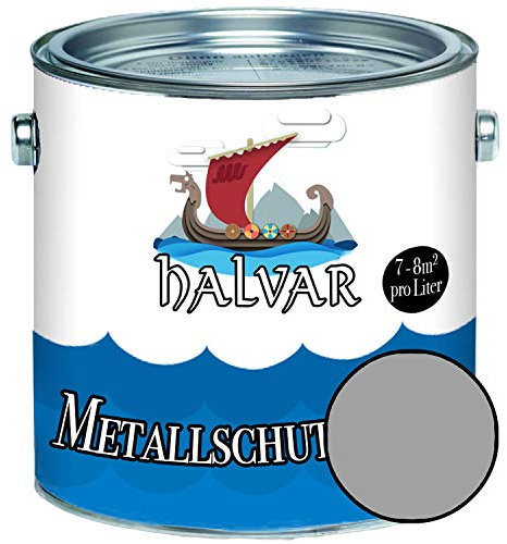 Halvar Metallschutzlack MATT Weiß/Grau/Schwarz RAL 9001-9018 Metallfarbe besonders robuster Kunstharzlack Wetterbeständig & perfekter Langzeitschutz Metall (1 L, RAL 9006 Weißaluminium)