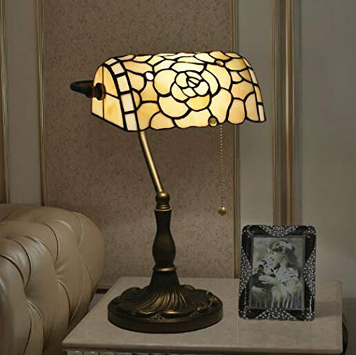 Tiffany-Art-Banker Lampe Tischlampe mit Vintage Rose Buntglas Will hinzufügen Sicherlich Elegancy und Kreativität zu Hause Es ist EIN großes Geschenk für Liebhaber Freundinnen und Damen