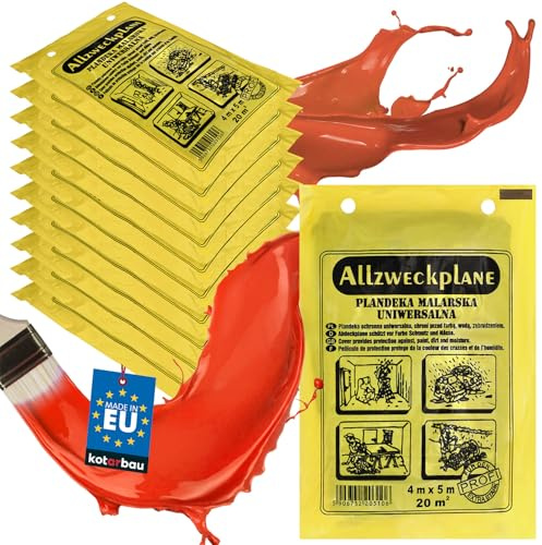 KOTARBAU® 25er Set Malerfolie - Abdeckfolie - 4 x 5 m - Malervlies - Abdeckplane - Robust - Bauschutzfolie - Grau - Dicke Malerfolie