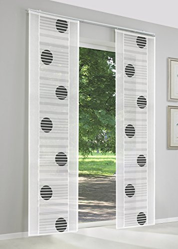 Schiebegardinen nach Maß, Gardinen, hochqualitative Wertarbeit, Maßanfertigung, Schiebevorhang, Raumteiler, Flächenvorhang, halbtransparent, inkl. Laufwagen (235cm Höhe x 60cm Breite / Schwarz)