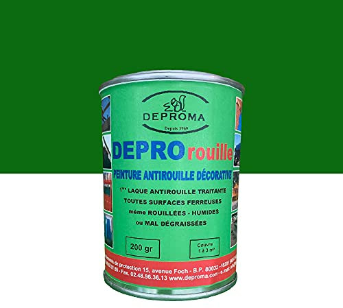 DEPROMA | Peintures glycéro | fer antirouille métaux | 200gr | Protection contre la rouille - Vert foret - RAL 6005