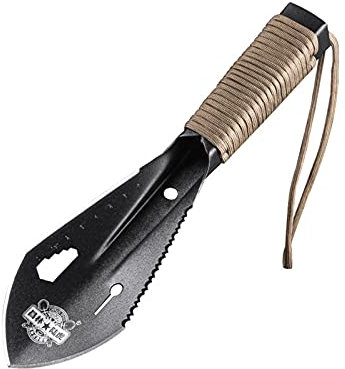 Jupsk Multi Tool Survival Shovel Camping Spade Metal Scaled Hand Trowel with Paracord Handle for Outdoor Digging