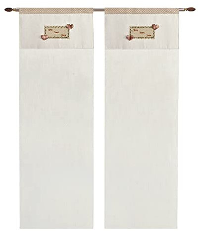 emmevi Tende Coppia Finestra Porta Interno Cuori 3D Tessuto Stile Écru MOD.Tenda Shabby Chic 1 CONF 60X240
