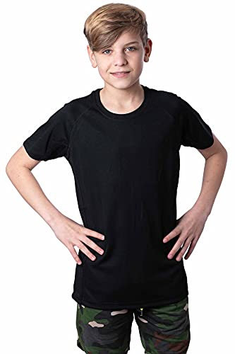 Mivaro Jungen Sport Shirt Trikot Funktionsshirt Laufshirt Fußball Training Tshirt, Größe:122/128, Farbe:Schwarz