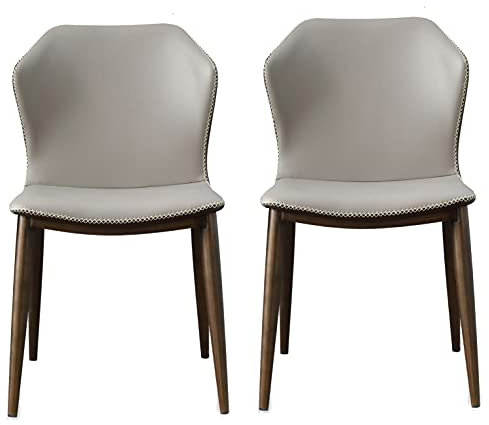 JFIA65A Modern Esszimmerstühle 2er-Set，Moderne Mikrofaser-Leder-Wohnzimmerstühle，Beistellstuhl Mit Antikem Kupfer-Imitat-Füße，Wasserdichter Bürosessel Aus Leder Sessel (Color : Grey)