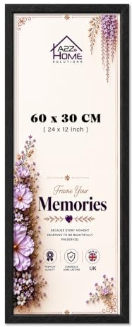 Large Wall Picture Frames 60 x 30cm Frame Landscape & Portrait Panoramic Frame For Wall Posters Photos Canvas Paintings Art Gallery (Black)