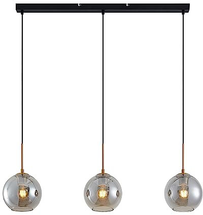 Lindby Pendelleuchte Hiwana (Modern) in Alu aus Glas (3 flammig, E27) - Hängelampe Esstischlampe Hängeleuchte Wohnzimmerleuchte