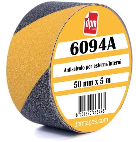 6094A - Antirutsch-Klebeband gelb/schwarz für Innen- und Außenbereich - Sicherheit und Wasserfestigkeit - Effektiver Schutz vor Rutschgefahr in diversen Umgebungen - (50 mm x 5 m)