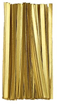 Verschlussclips - Beutelverschlüsse - Tütenverschlüsse, GOLD (150 x 8 mm, 100 Stück)