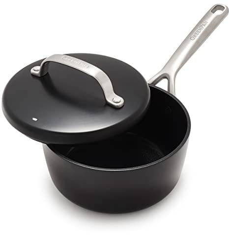 GreenPan GP5 Hard Anodized Advanced Healthy Ceramic Nonstick, 2QT Saucepan Pot with Insulated Lid, PFAS-Free, Induction, Dishwasher Safe, Oven & Broiler Safe, Black
