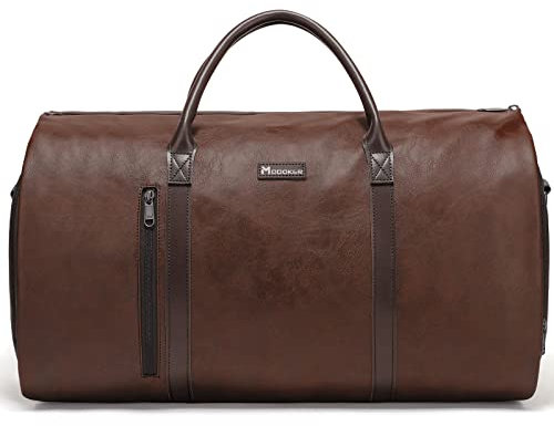 Modoker La borsa di cuoio convertibile dell'indumento, porta le borse dell'indumento per il viaggio, borsa di borsone dell', Marrone