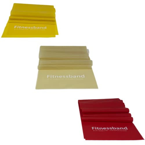 ATC Handels GmbH Fitnessband Set 1,5m x 15,5cm mit je 3 Stärken - Widerstandsband, Gymnastikband, Trainingsband, Sportband für Fitness, Muskelaufbau, Krafttraining und Yoga - leicht