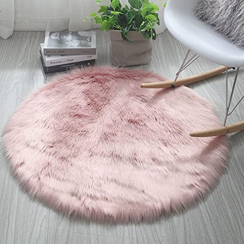 LUMoony Runder Teppich Faux Schafsfell-Teppich Faux Sheepskin Rugs Stuhl-Sitzkissen oder Teppich für Wohnzimmer Teppich, weich, Flauschiges Fell, als Bettvorleger, Sofa-Teppich