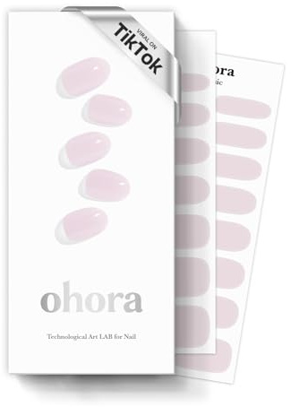ohora Semi Cured Gel Nail Strips (N Bare Pink) - Works with Any Nail Lamps, Salon-Quality, Long Lasting, Easy to Apply & Remove - Includes 2 Prep Pads, Nail File & Wooden Stick