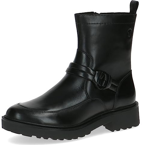 CAPRICE Damen Stiefeletten ohne Absatz Memotion aus Leder Flach Weite G, Schwarz (Black Nappa), 38 EU
