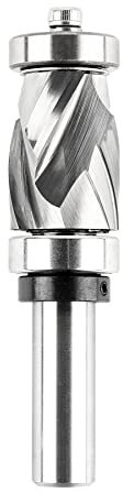 SpeTool Flush Trim Router Bits 1/2'' Shank Compression Up Down Cut Spiral with Top Bottom Bearing 7/8'' Cutting Diameter CNC Solide Carbide Plunge Template Pattern Router Bit for Woodworking