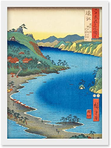 Artery8 Lake Hamana, Kanzan Temple in Horie and the Inasa-Horie Inlet Totomi Province Utagawa Hiroshige Japanese Woodblock Artwork Framed Wall Art Print A4