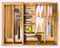 COIWAI Double layer Bamboo Silverware Drawer Organizer Kitchen, Utensil Silverware Organizer, Cutlery Tray, With Removable Utensil Tray, With Knife Block, Flatware Organizer Multi-use storage box