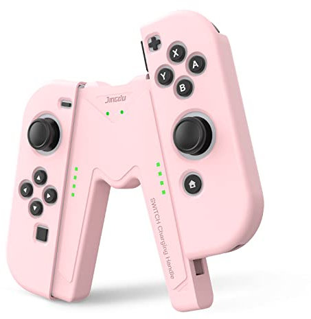JINGDU Ladegriff für Switch NS/OLED Joy-Con, Griffhalterung Gaming Controller, USB-C-V-förmiger Controller, Pink