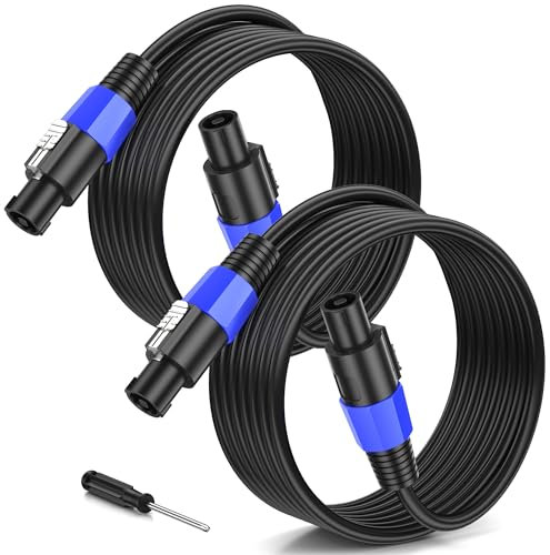 Jumwa 2M 2pack Cable Speakon a Speakon para Altavoces M-M con Conector Twist Lock Cable de Audio Calibre 12 para Amplificadores para DJ/PA diseñado para Audio de Alta Resistencia
