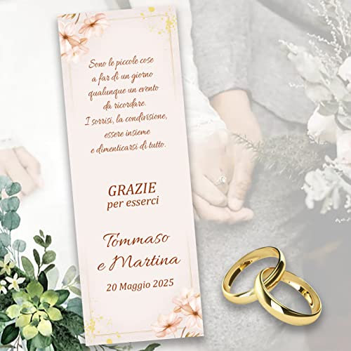 CORMAR SEGNAPOSTO BOMBONIERA BIGLIETTINO MATRIMONIO PERSONALIZZATO CON FRASE A TUA SCELTA KIT 60 PEZZI