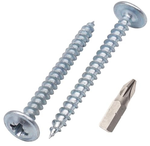 SKIR'CO (50 pièces) Vis à Bois Acier Zingué 3,5 x 35 mm, Vis à Métal, Tête Wafer, Pozidriv, Autotaraudeuses