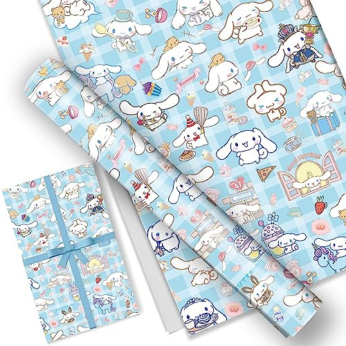 EYQQM 5 Stück Geschenkpapier 50,8 x 76,2 cm Kraftpapierbögen Qualität Geburtstag Geschenkpapier Set für Kinder, Party Aufbewahrung Festliche Dekoration (Blauer Welpe)