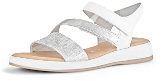 Gabor Damen Riemchensandalen, Frauen Sandalen,Leichte Mehrweite (G),offene Schuhe,Strandschuhe,Sandaletten,bequem,Silber/Weiss,37 EU / 4 UK